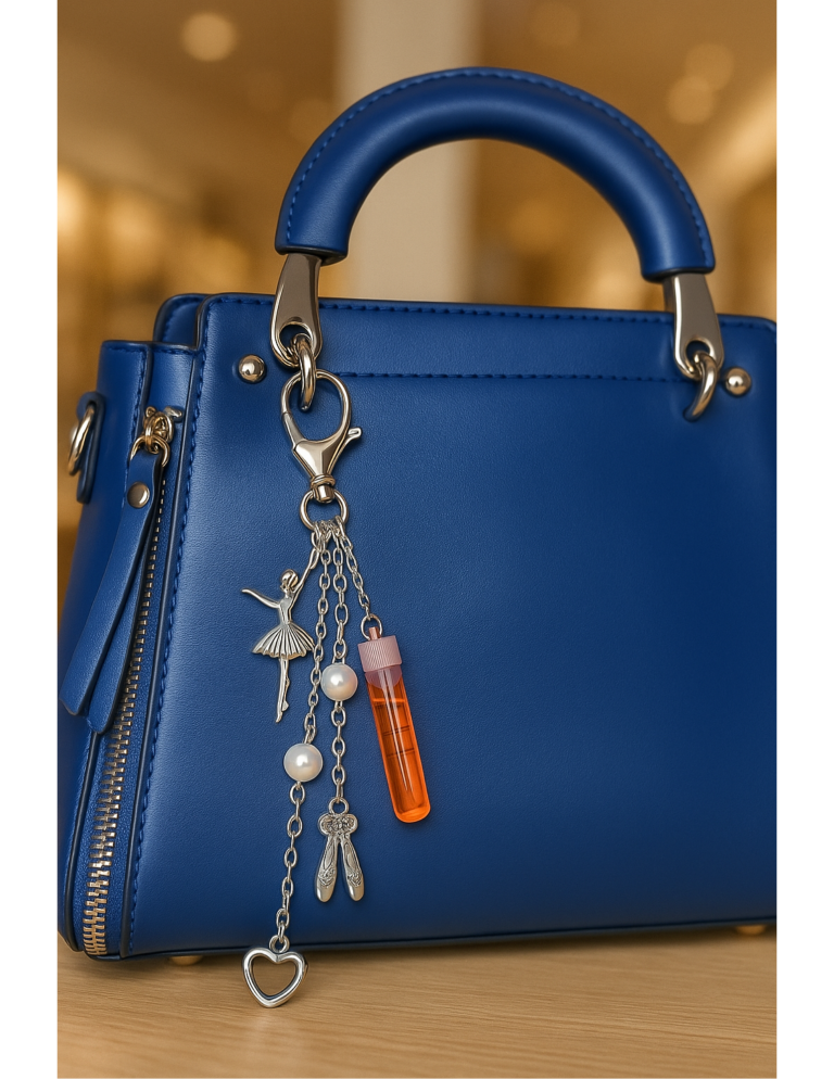 Heart & Motion Beaded Chain Bag Charm | Dance-Inspired Keychain Accessory