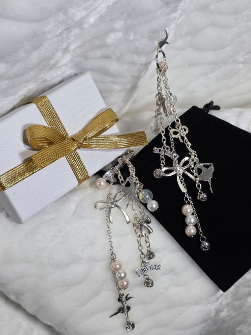 Heart & Motion Beaded Chain Bag Charm | Dance-Inspired Keychain Accessory