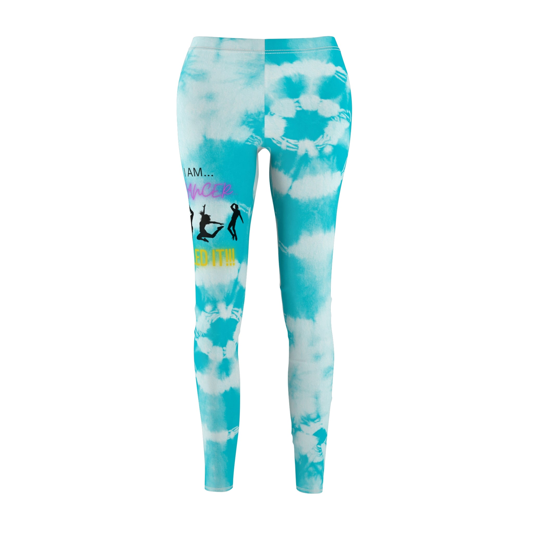 Blue and White | Tie-Dye | I Am a Dancer | Nailed It (Yellow) | Custom Design | Casual Leggings | Women's Cut & Sew Casual Leggings