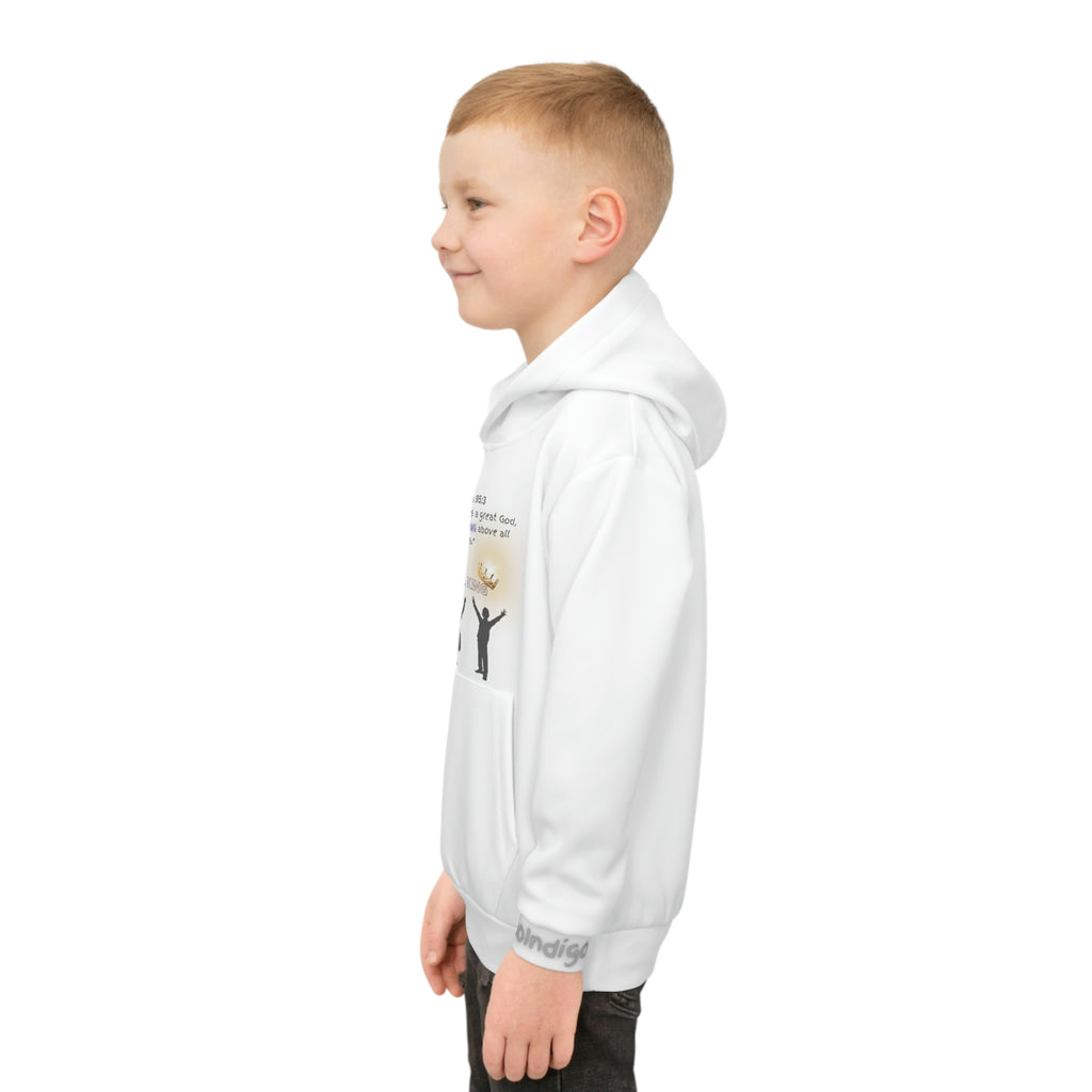 Large Print | Comfortable Fit | Child of a King | Children's Hoodie with Front Graphics and Right Arm Graphics