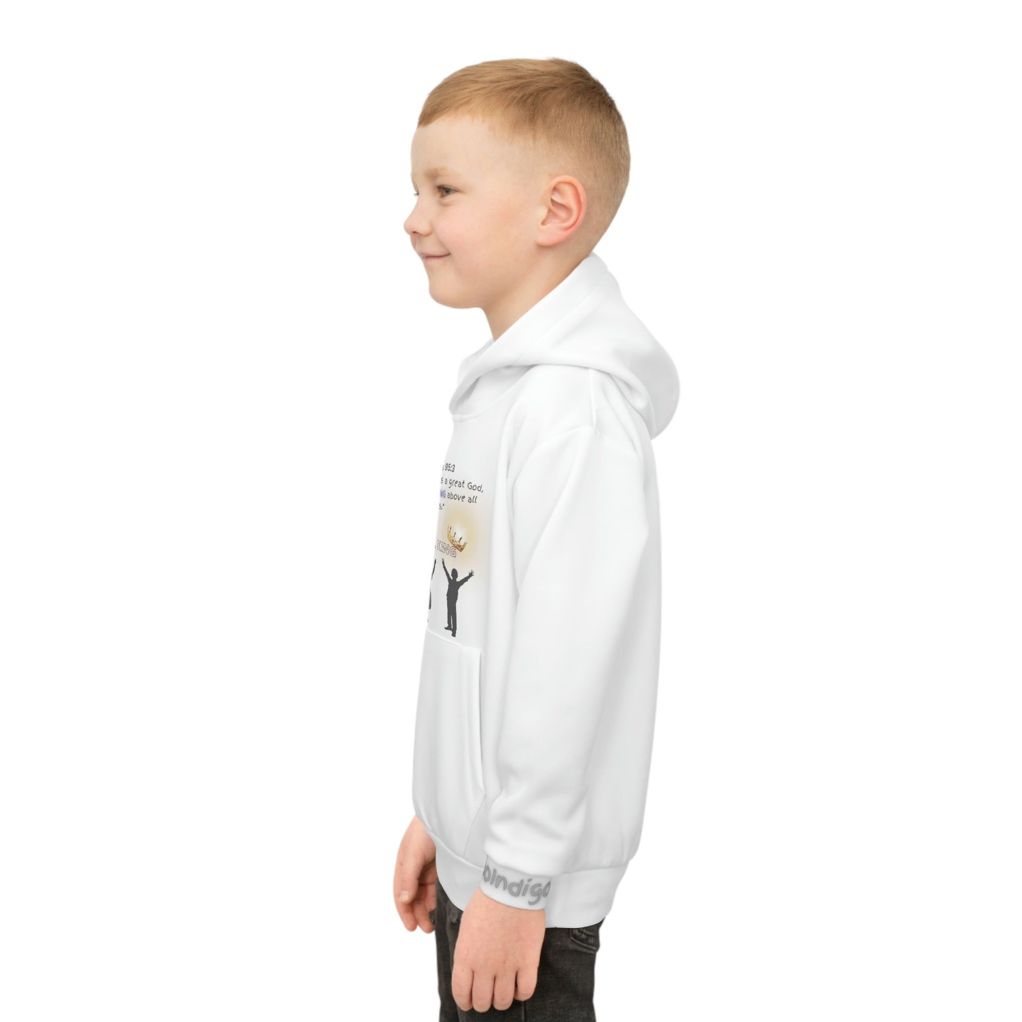 Large Print | Comfortable Fit | Child of a King | Children's Hoodie with Front Graphics and Right Arm Graphics
