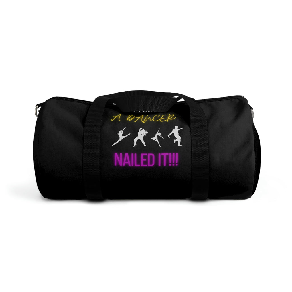 I Am a Dancer | Black Duffel Bag with Customized Design | Name Tag Inside | Great for Dance Studio | Light Travels | On-The-Go | Easy to Carry Duffel Bag