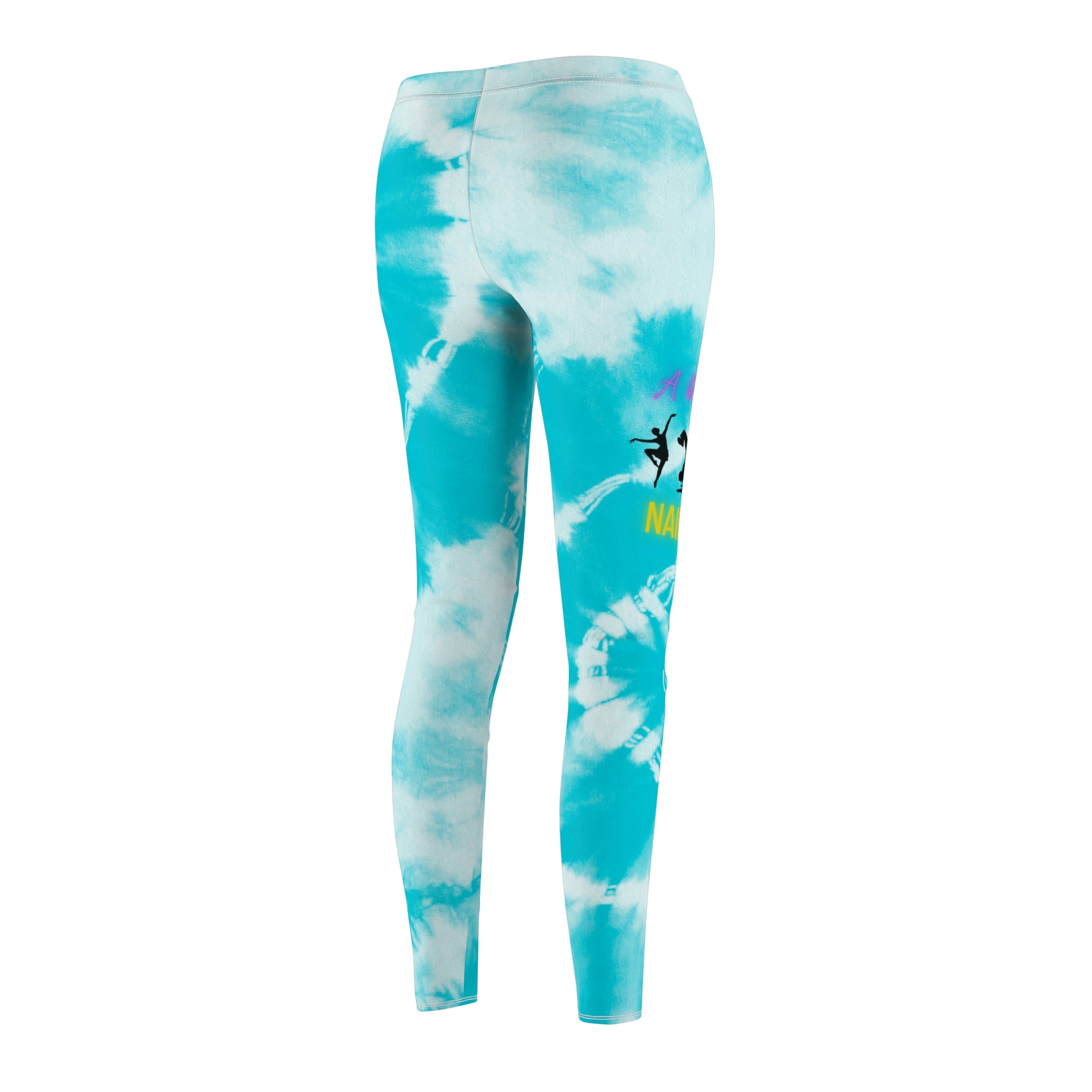 Blue and White | Tie-Dye | I Am a Dancer | Nailed It (Yellow) | Custom Design | Casual Leggings | Women's Cut & Sew Casual Leggings