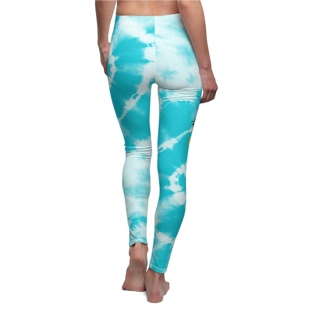 Blue and White | Tie-Dye | I Am a Dancer | Nailed It (Yellow) | Custom Design | Casual Leggings | Women's Cut & Sew Casual Leggings