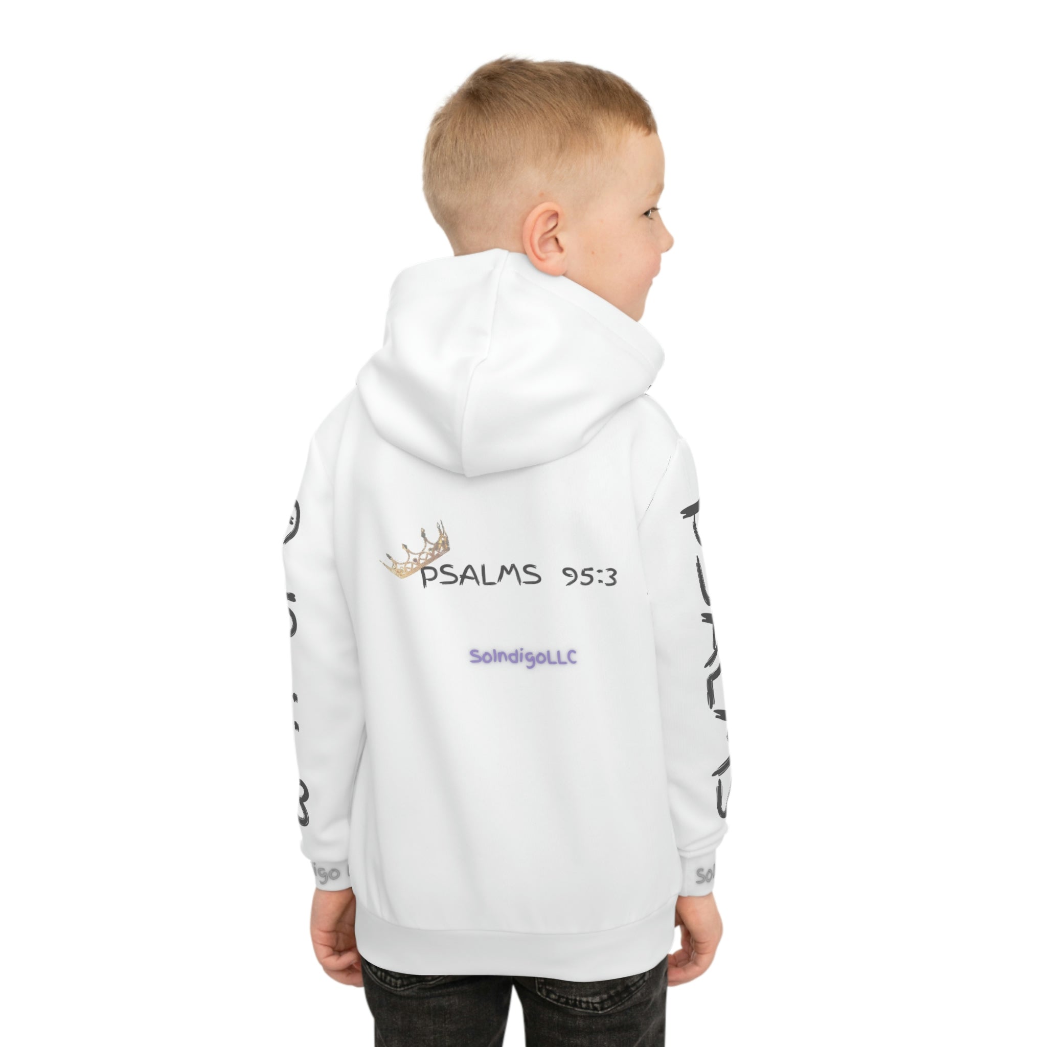 Child of a King | Psalms 95:3 | Comfortable Fit | Children's Hoodie  with Large Print on Both Left and Right Sleeve